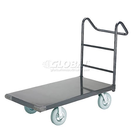 Global Industrial Platform Truck w/Steel Deck, 8 Pneumatic Casters with Ergo Handle, 60 x 30, 1200 Lb. Capacity 952116PE